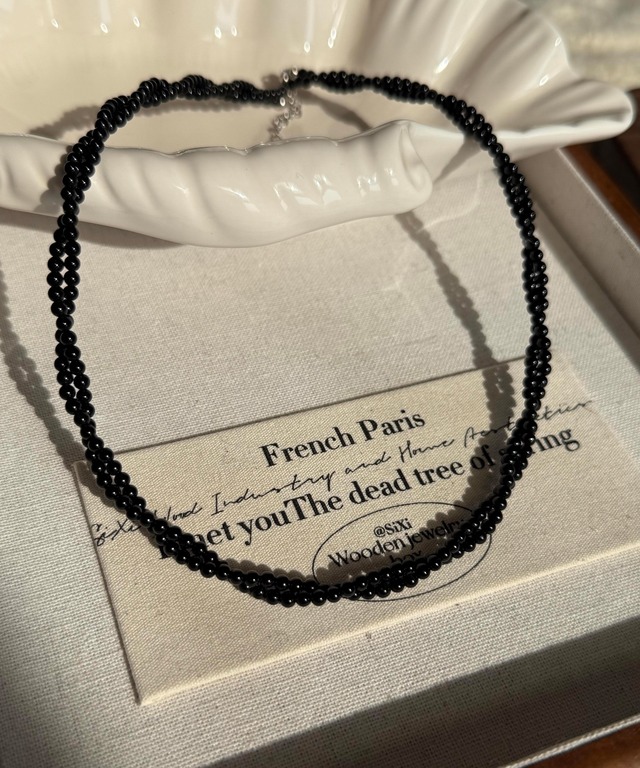 ブラックツイストチェーンネックレス Q0196