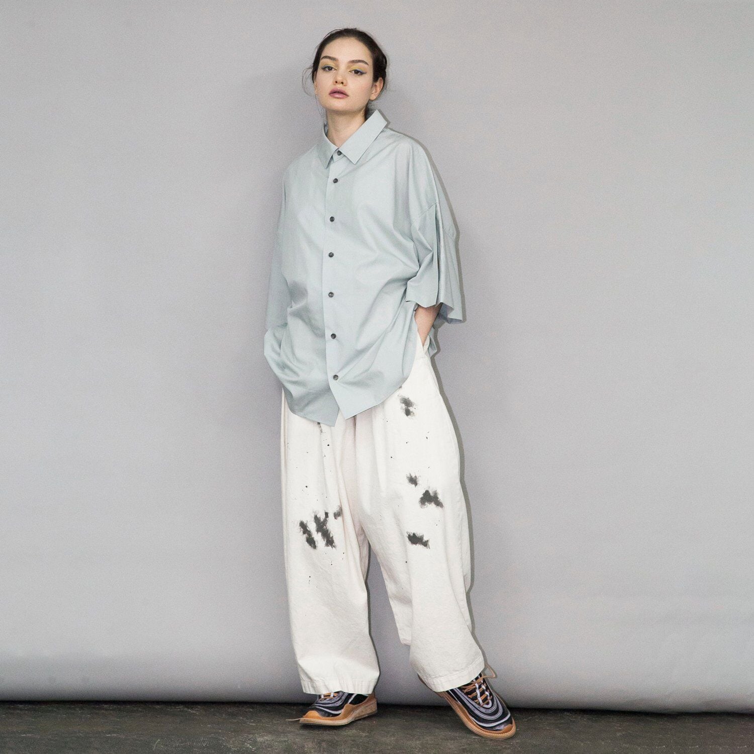my beautiful landlet 8oz DENIM WIDE EASY PANTS (KINARI) | IAAAM