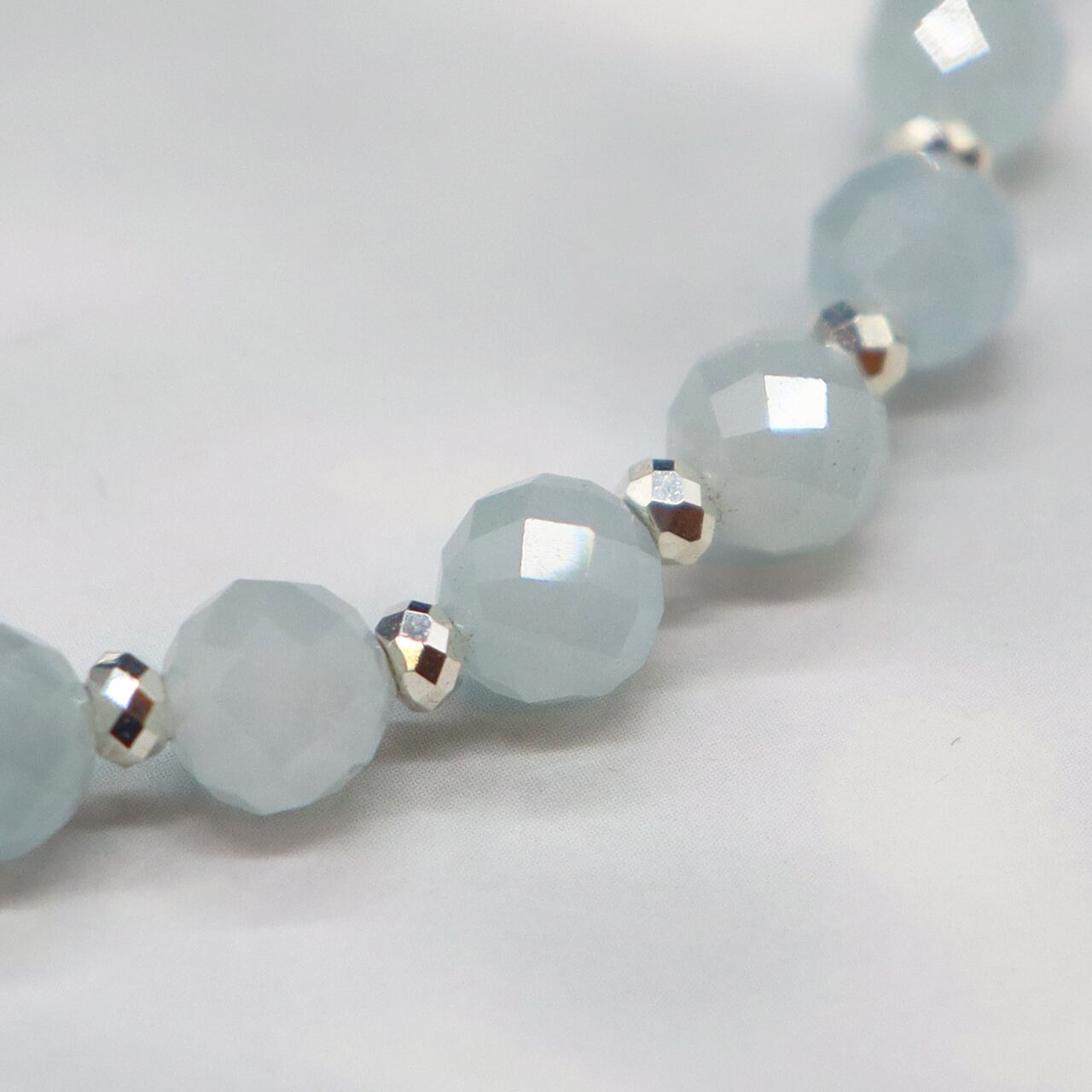 高品質　アクアマリン回紋珠ブレスレット 高品質アクアマリン数珠ブレスレット8mm｜パワーストーン