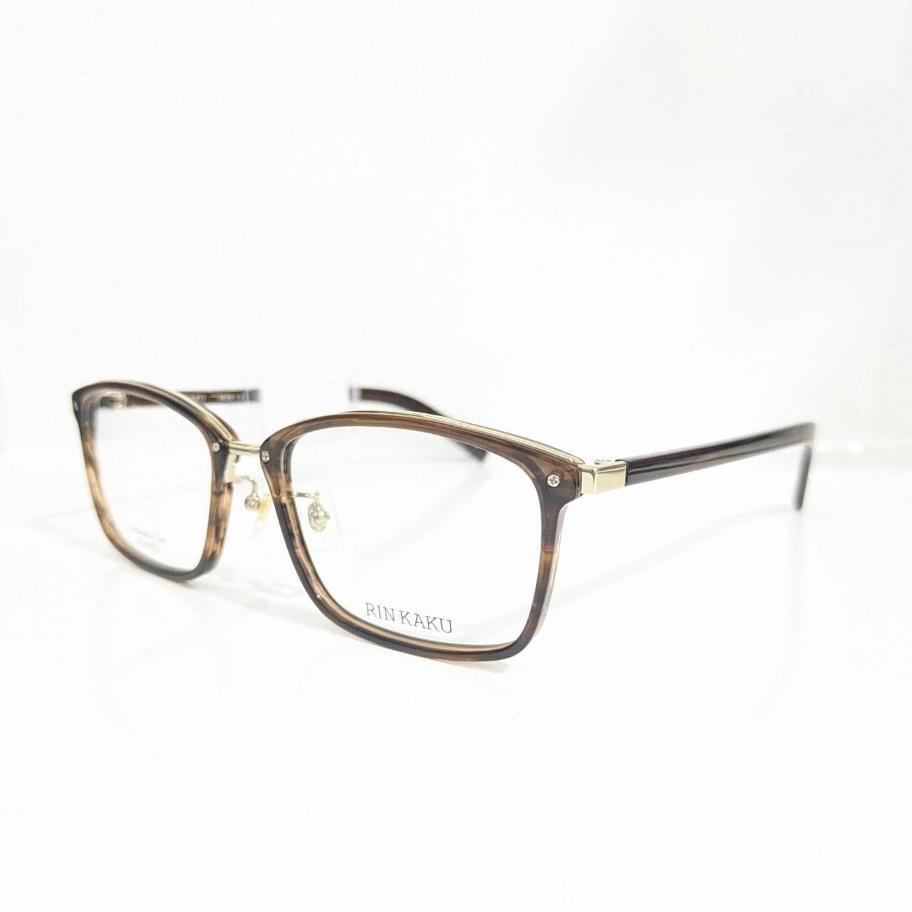 【RIN KAKU】スクエアコンビフレーム 巻きセル ブラウンササ・ホワイトゴールド