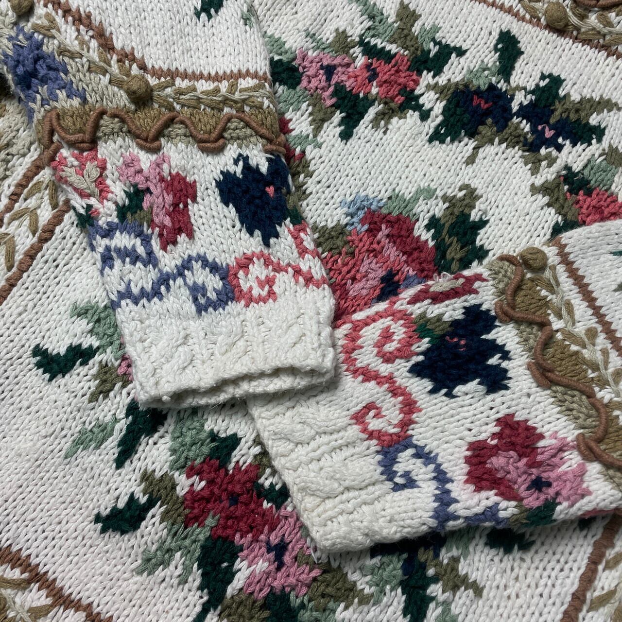 90年代 CRYSTAL-KOBE 総柄ニットセーター レディースXL相当