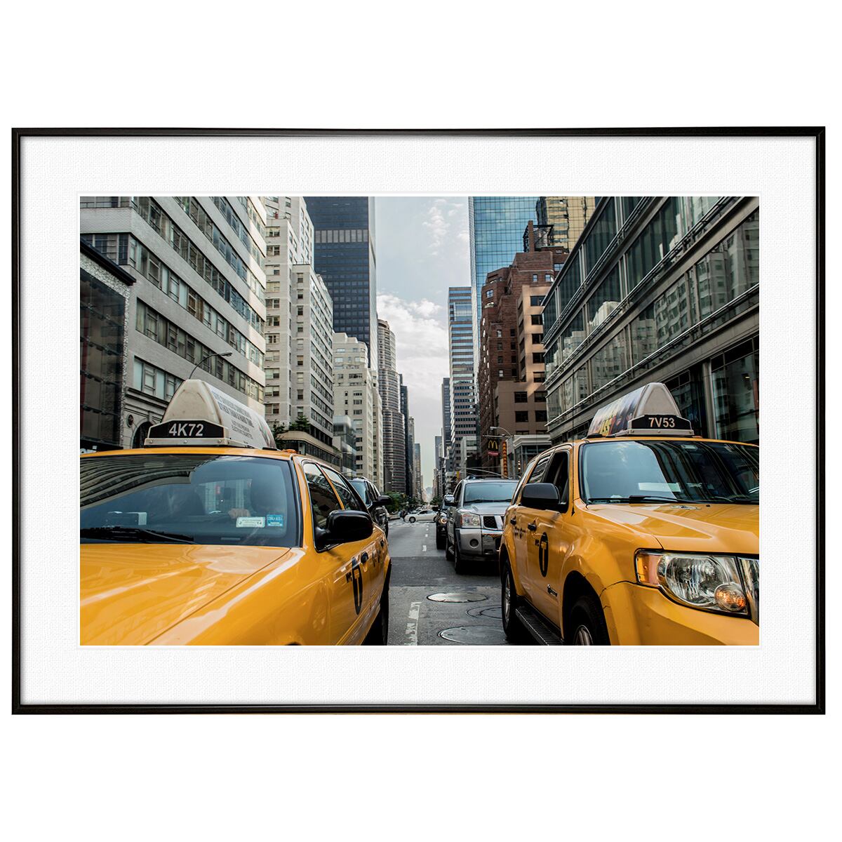 アメリカ写真 ニューヨーク イエロー・キャブ インテリアアートポスター額装 AS0574