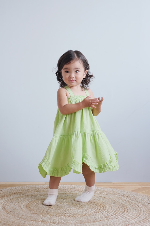 SCALLOPED DRESS LIME 7M-9Y