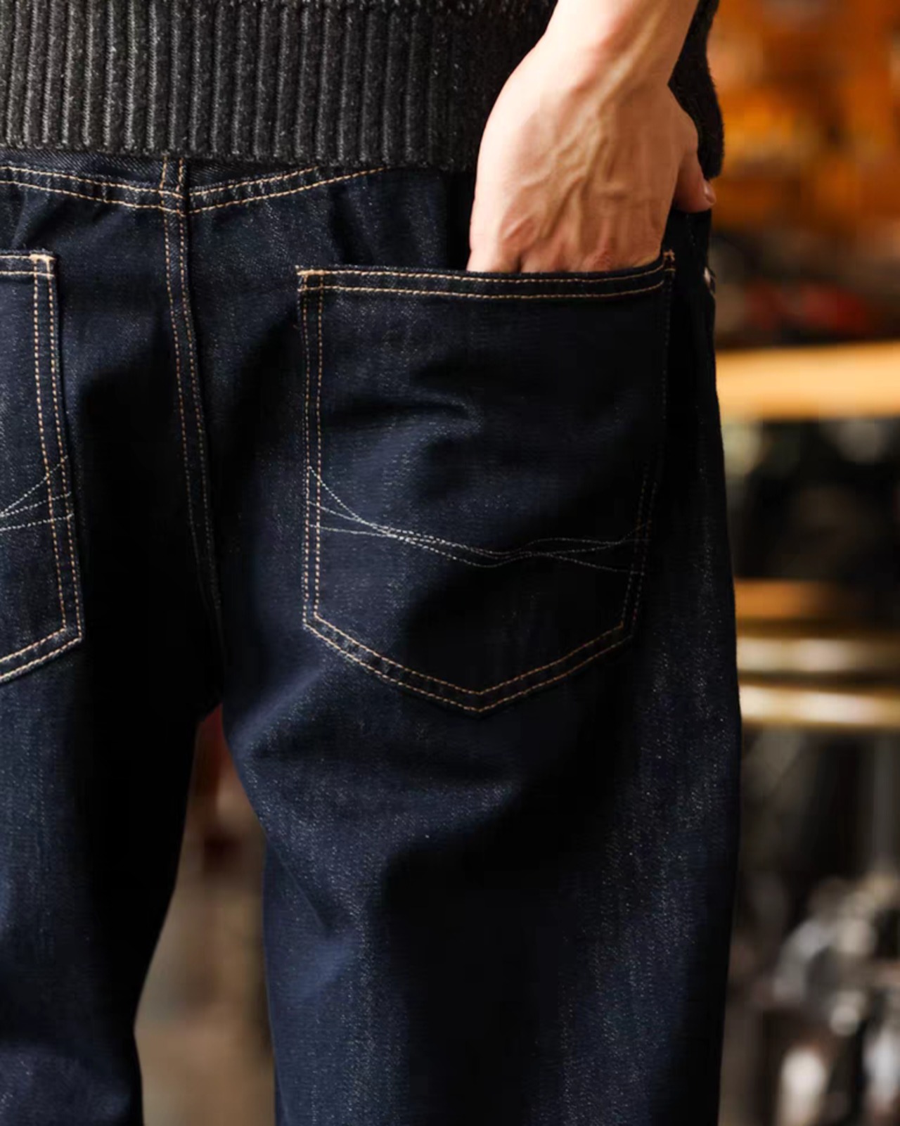 Vintage Style Raw Denim Jeans  K0399