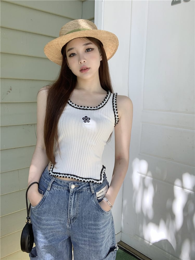 トップス キャミソール 白トップス ミニ丈 ショート丈 袖なし