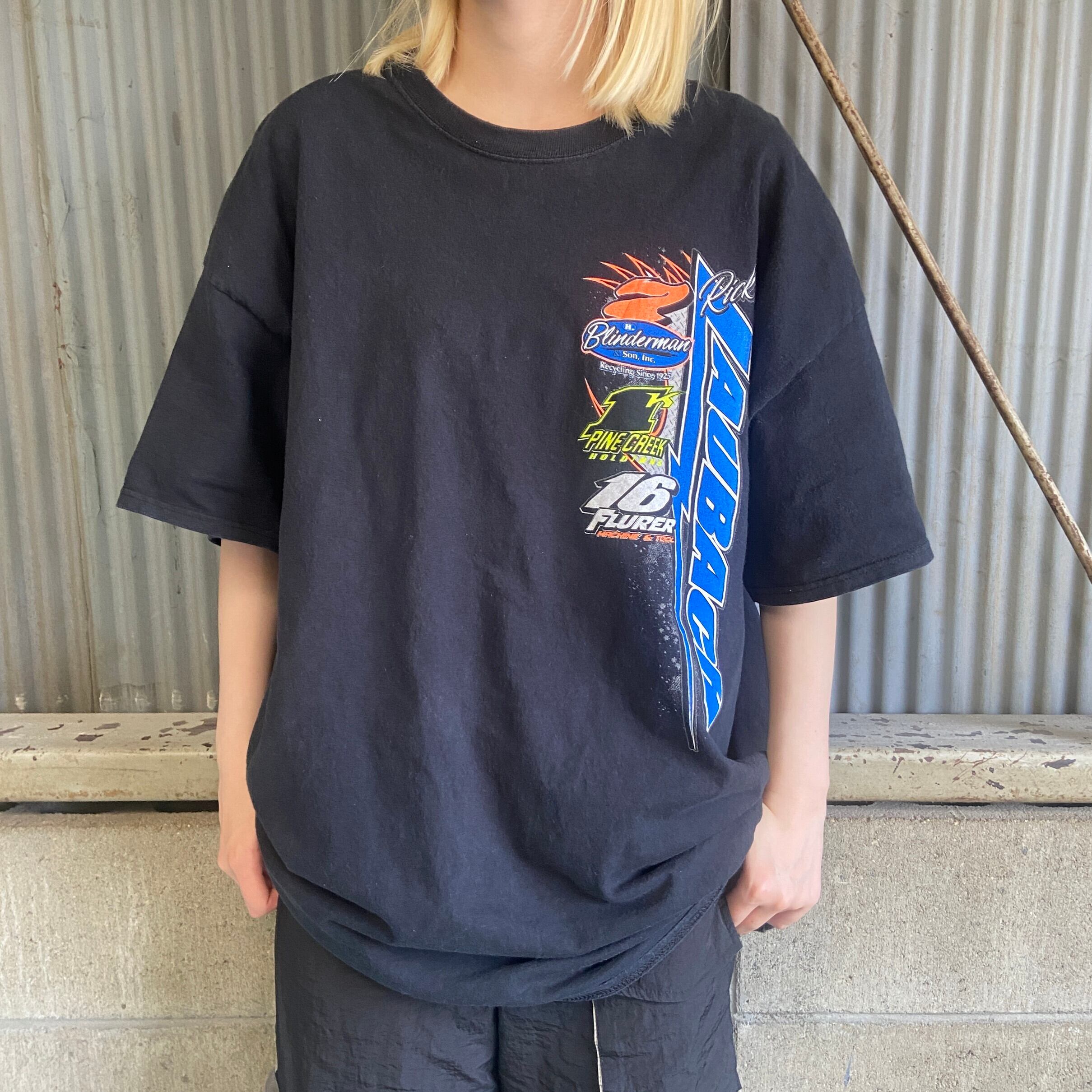 ビッグサイズ ”Rick LAUBACH” 両面プリント レーシング Tシャツ メンズ