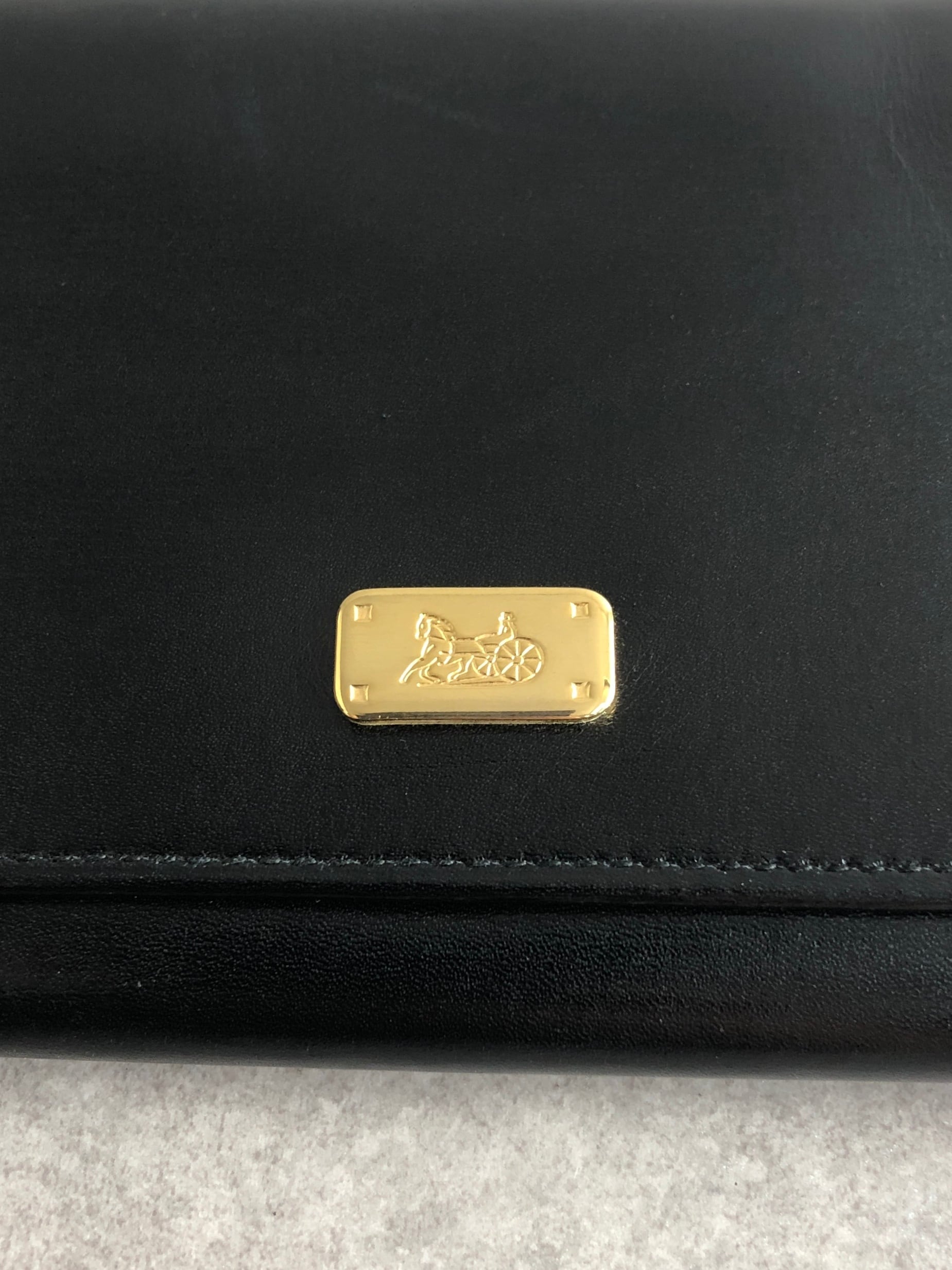 CELINE セリーヌ 財布 ブラック 馬車 レザー 三つ折り vintage