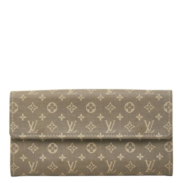 ルイ ヴィトン モノグラム ミニラン ポルトフォイユ サラ 長財布 M95665 グレー キャンバス レザー レディース LOUIS VUITTON 【中古】