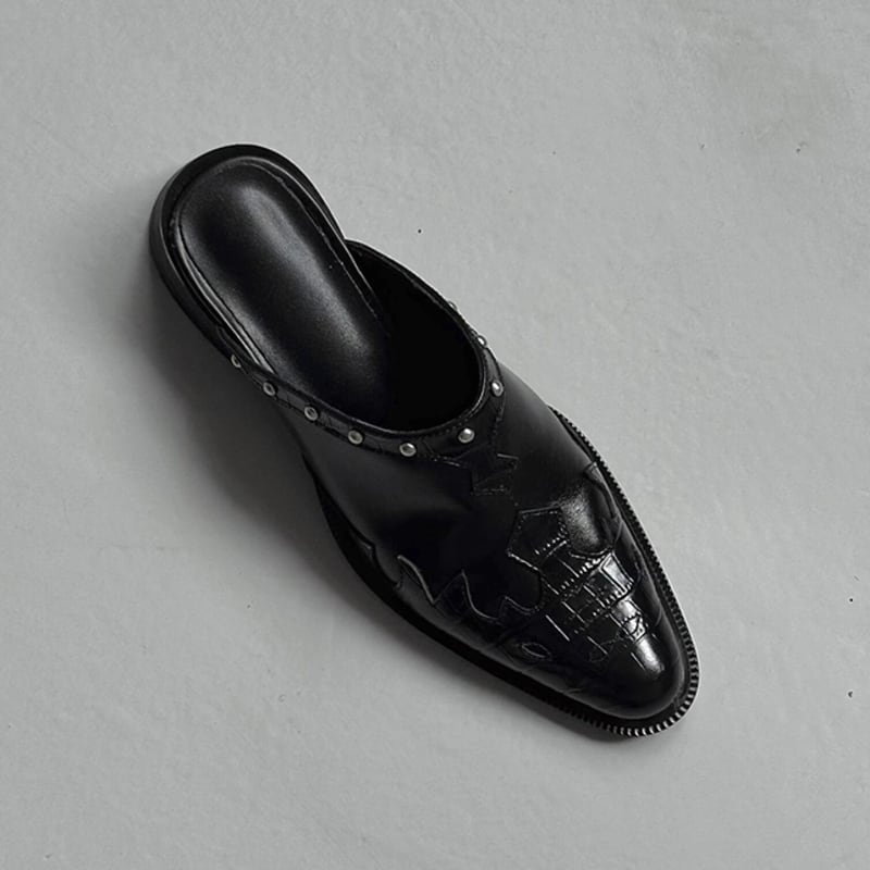 Western design strap mules V2543