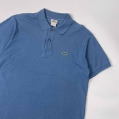90s 00s LACOSTE ラコステ ワンポイント 鹿子 半袖 ポロシャツ 4/くすみブルー系 メンズ オールド
