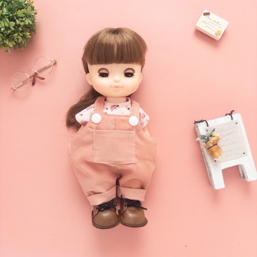 【２点セット】トレーナーサロペット服（ピンク小花T）メルちゃんソランちゃん