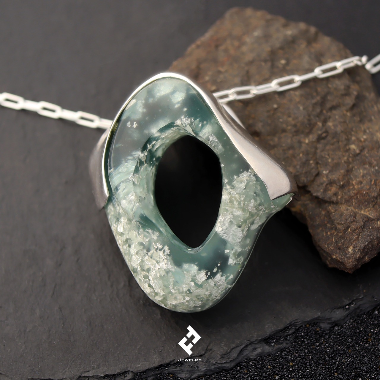 +resina・ネックレス (light blue-silver)