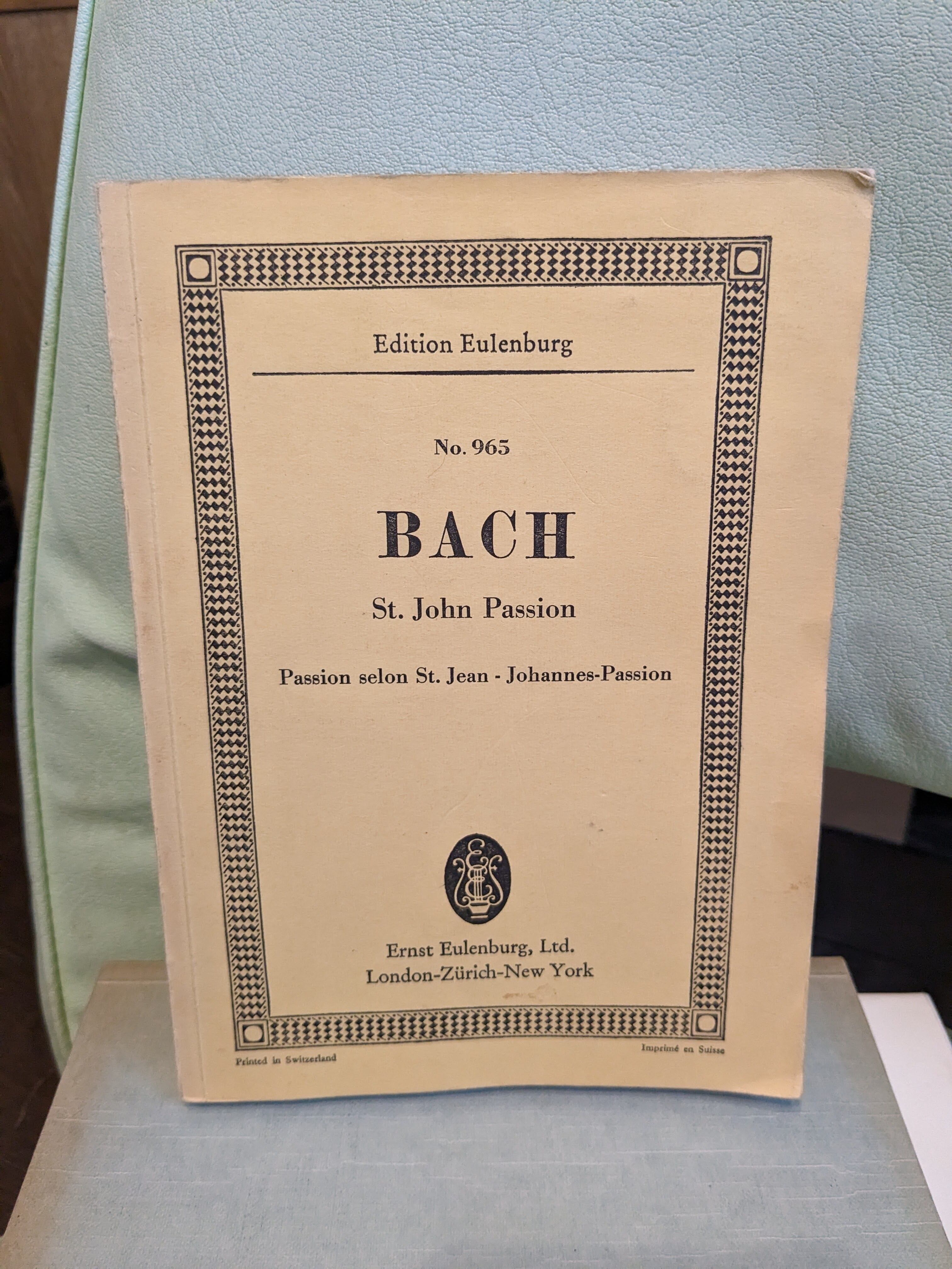 St.John Passion【著者:J.S.BACH】出版社:Ernst Eulenburg Ltd. 出版 St.John Passion【著者:J.S.BACH】出版社:Ernst Eulenburg Ltd. 出版