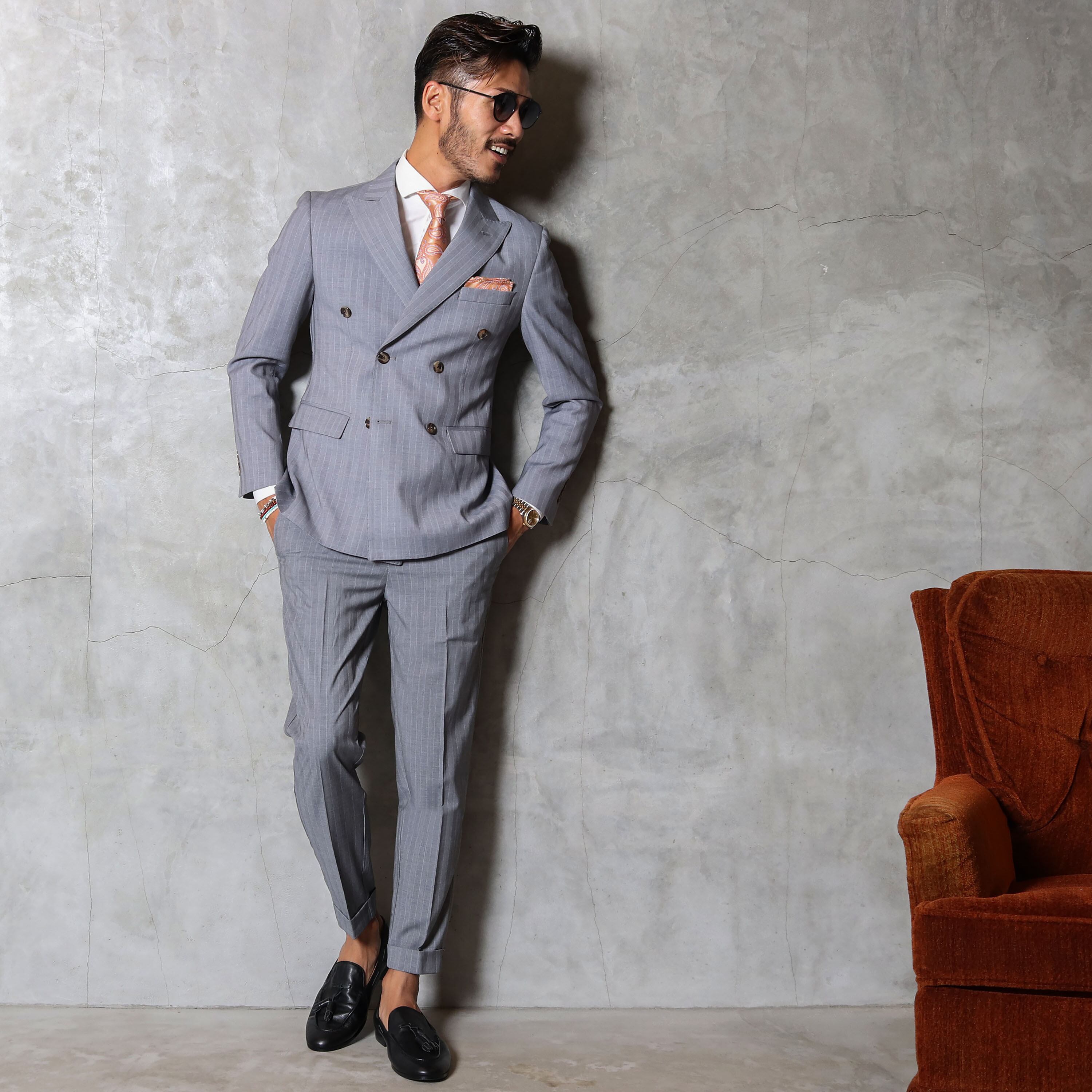 宅送 グレー ダブルスーツ セットアップ Www Staubsaugerbeutelkontor De