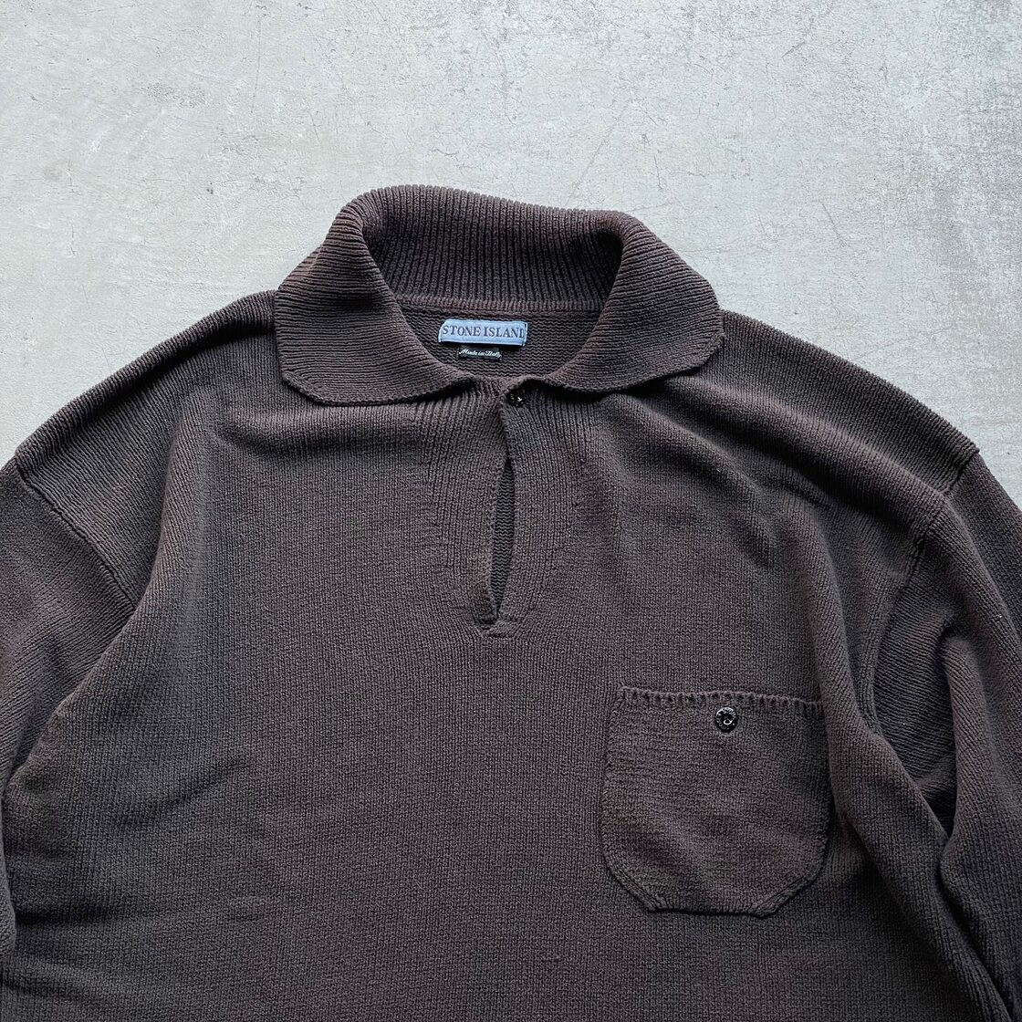 STONE ISLAND/1997AW green edge knit polo | Pay ID