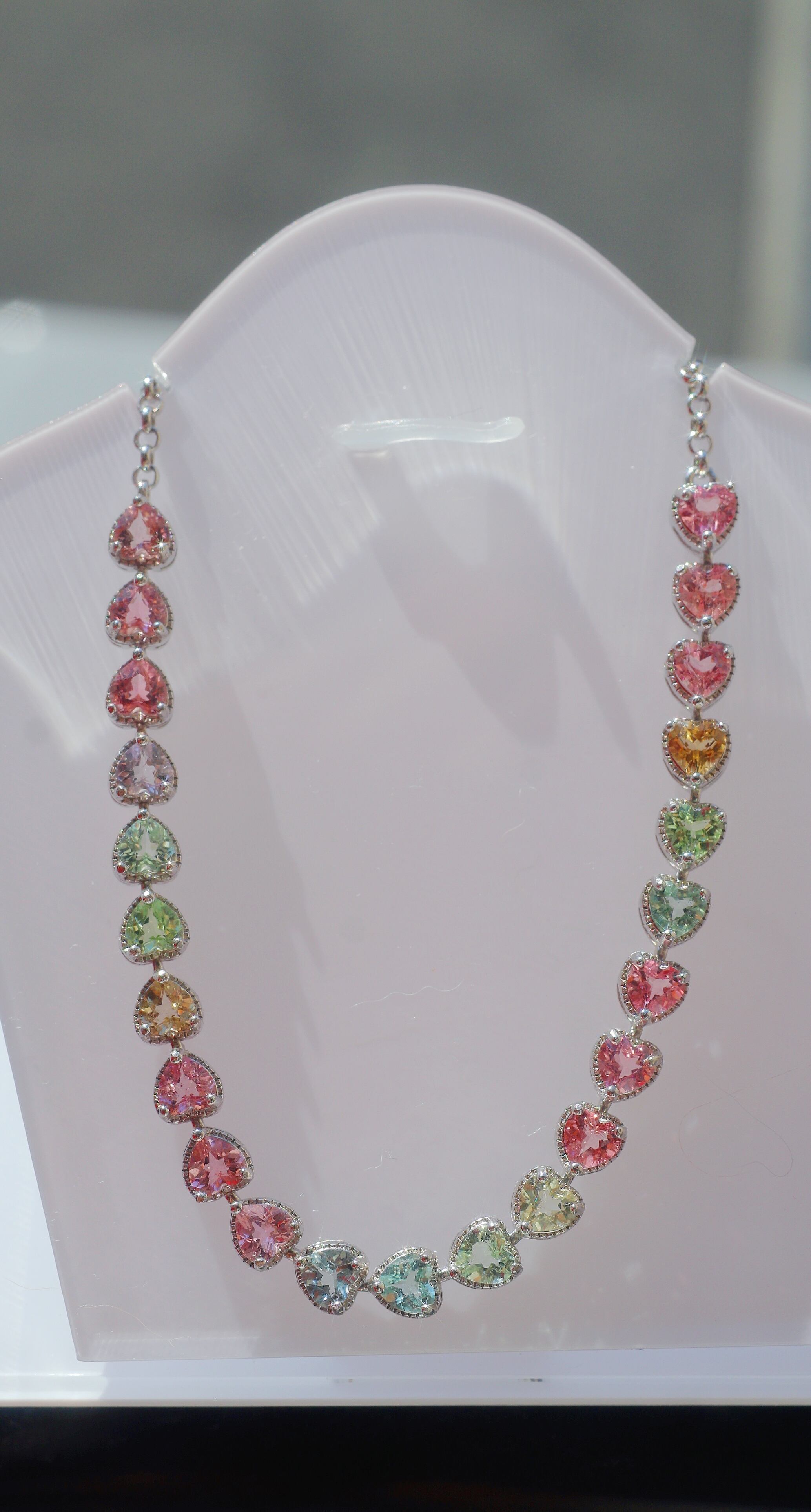 SV925 マカロンカラー トルマリンブレスレット 天然石 ハートカット  