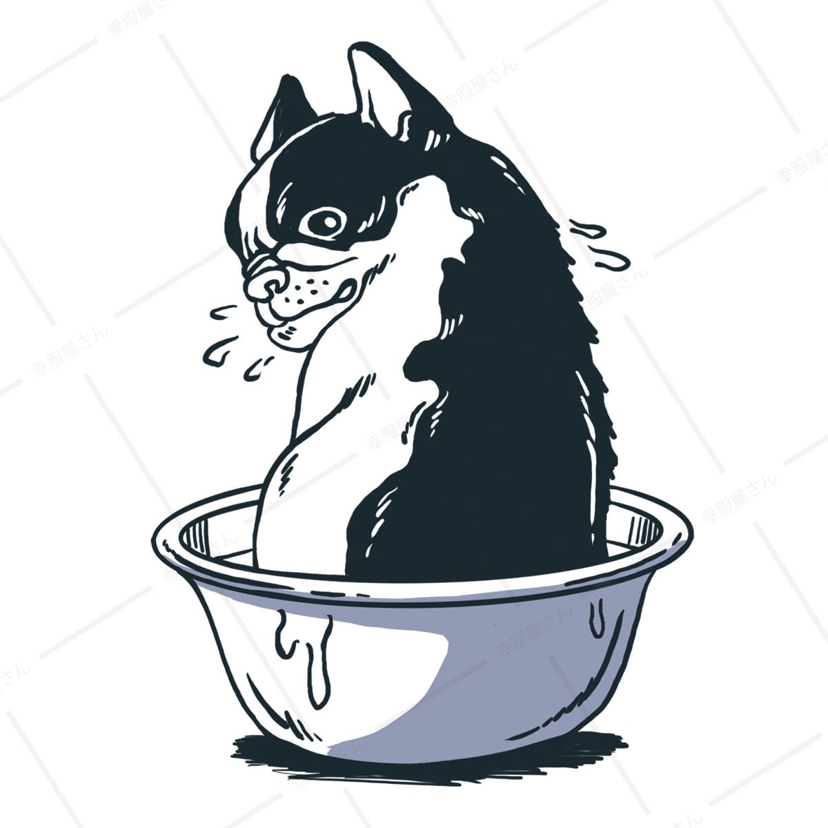 フレブル 水浴び Tシャツ dog39 犬 フレンチブルドッグ ゆるい イラスト