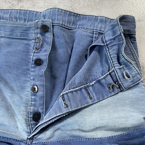 40-50s フレンチワーク パッチワーク モールスキン ブルー パンツ W34 詳細写真11