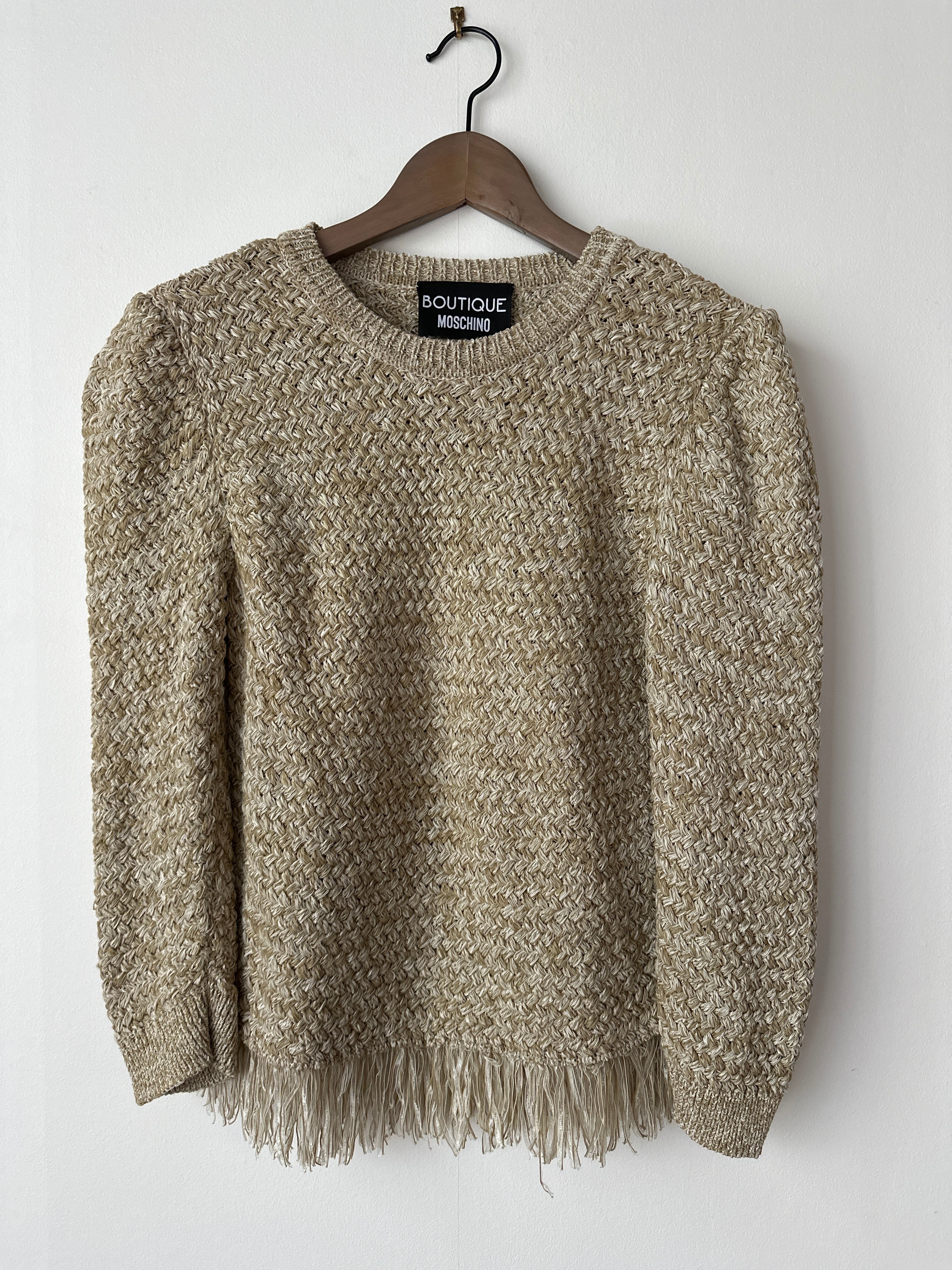 Vintage フリンジ編み上げニットセーター