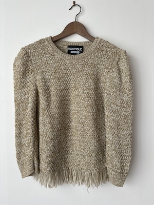 Vintage フリンジ編み上げニットセーター