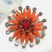 オレンジのフラワーブローチ　ヴィンテージブローチのセール通販  9674B