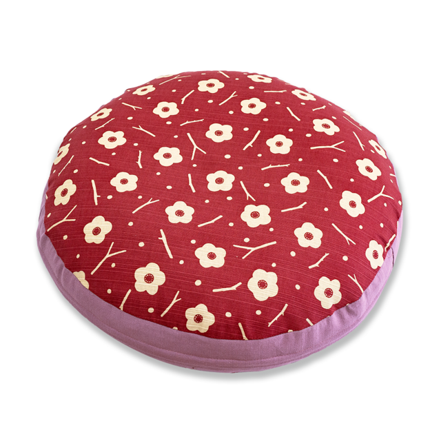 円筒ビーズ　座布団　梅　RR（ローズ）Φ44