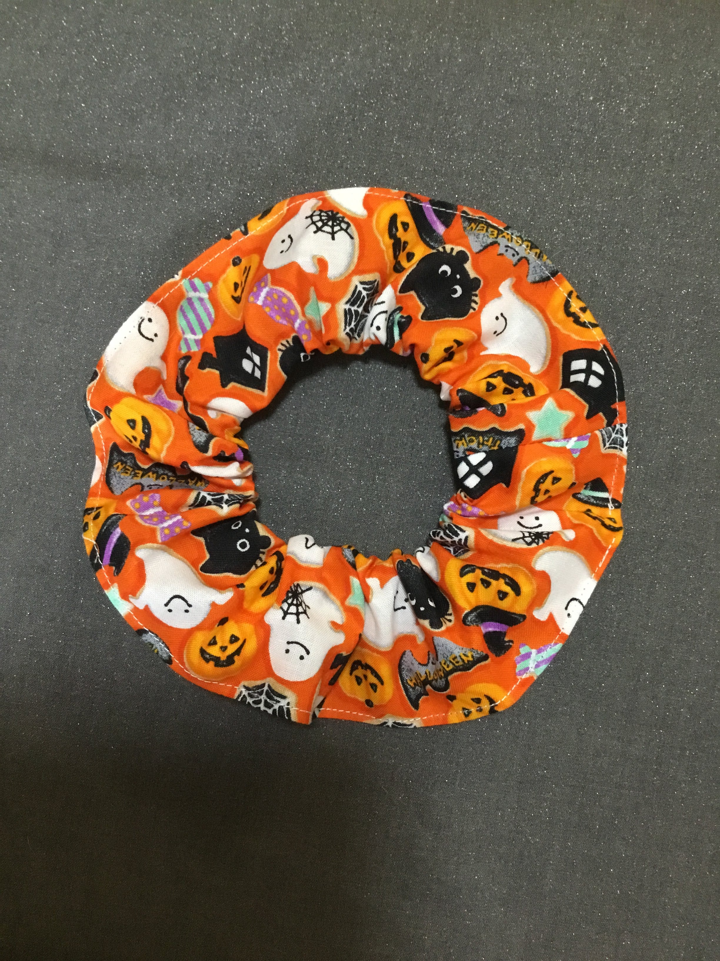 幅広シュシュ、ハロウィン(オレンジ①)わんちゃん猫ちゃん用 首周り