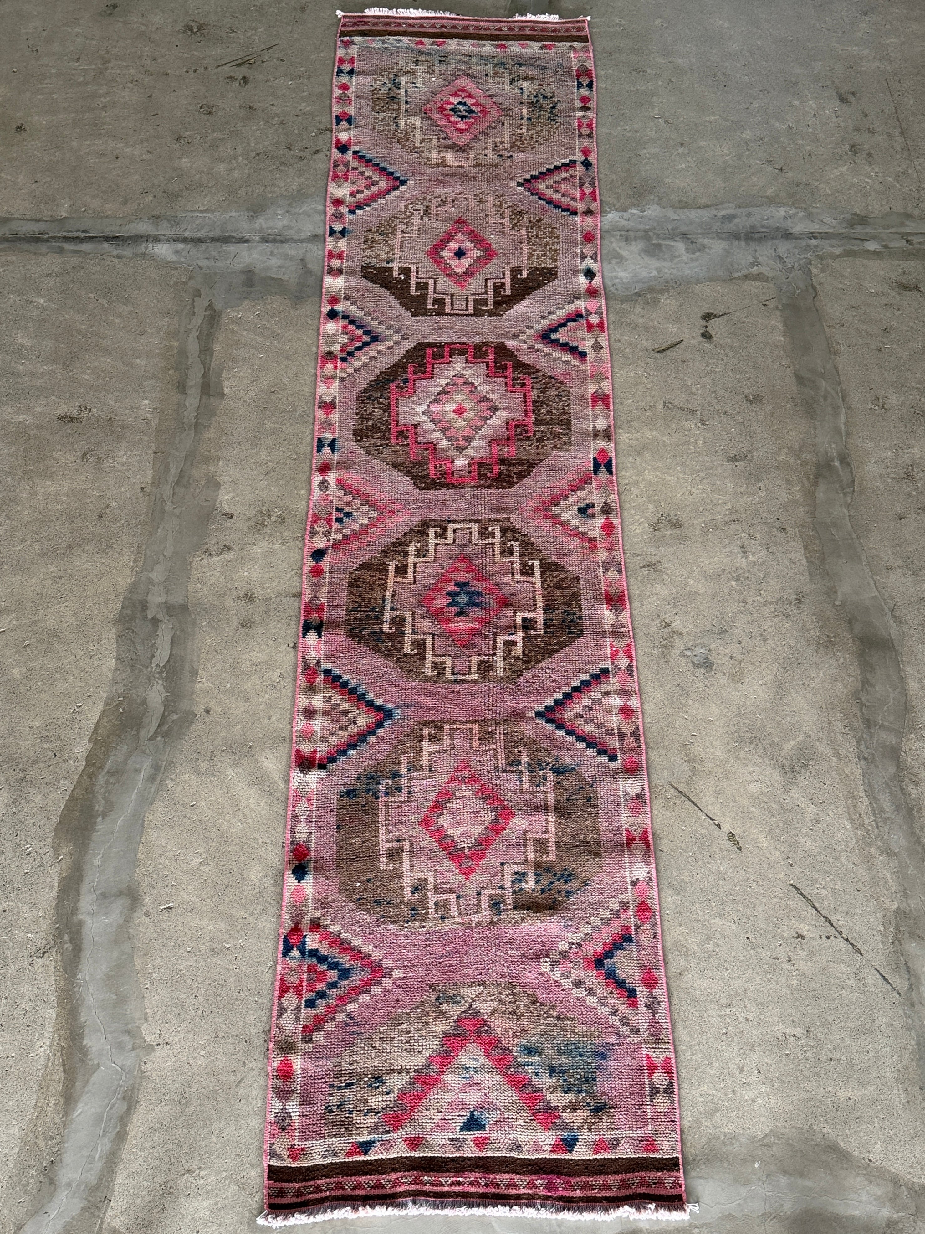 【送料込み】ヴィンテージ トルコラグ ヘルキ絨毯 83×386 TRB3887