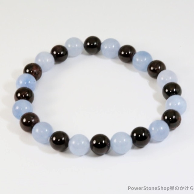 アクアマリンとガーネットのブレスレット(376)