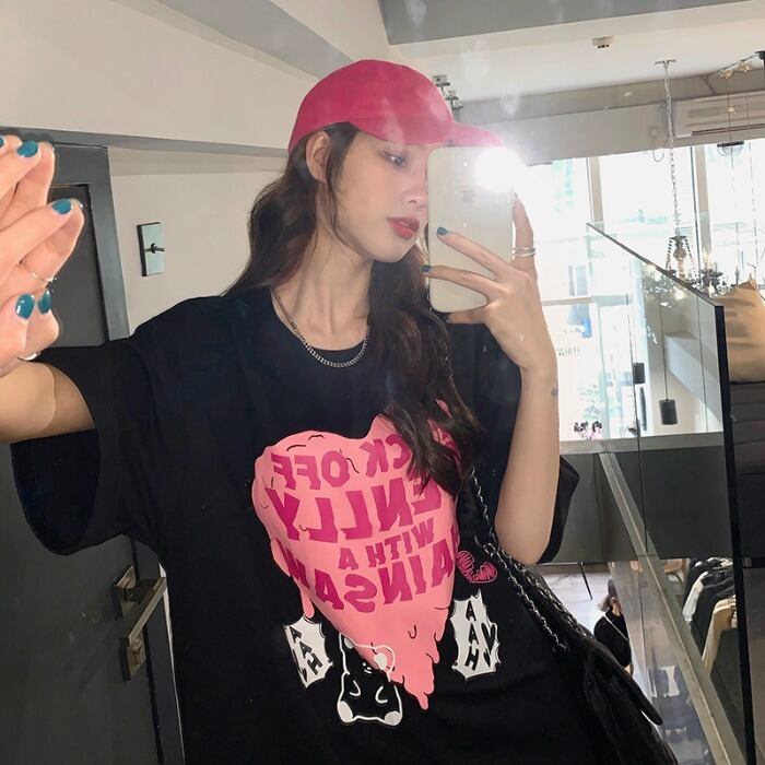 スタイルルーズTシャツ サマーラウンドネックカジュアルトップス ストリート 夏物 Oネック ケッペル94827490853