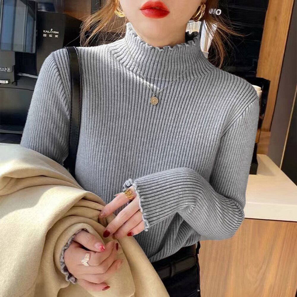 ハイネック ニット レディース 春秋冬 トップス 韓国 リブニット きれいめ おしゃれ 大人 かわいい 裏起毛 保温 暖かい シンプル 大人可愛い 大人女子