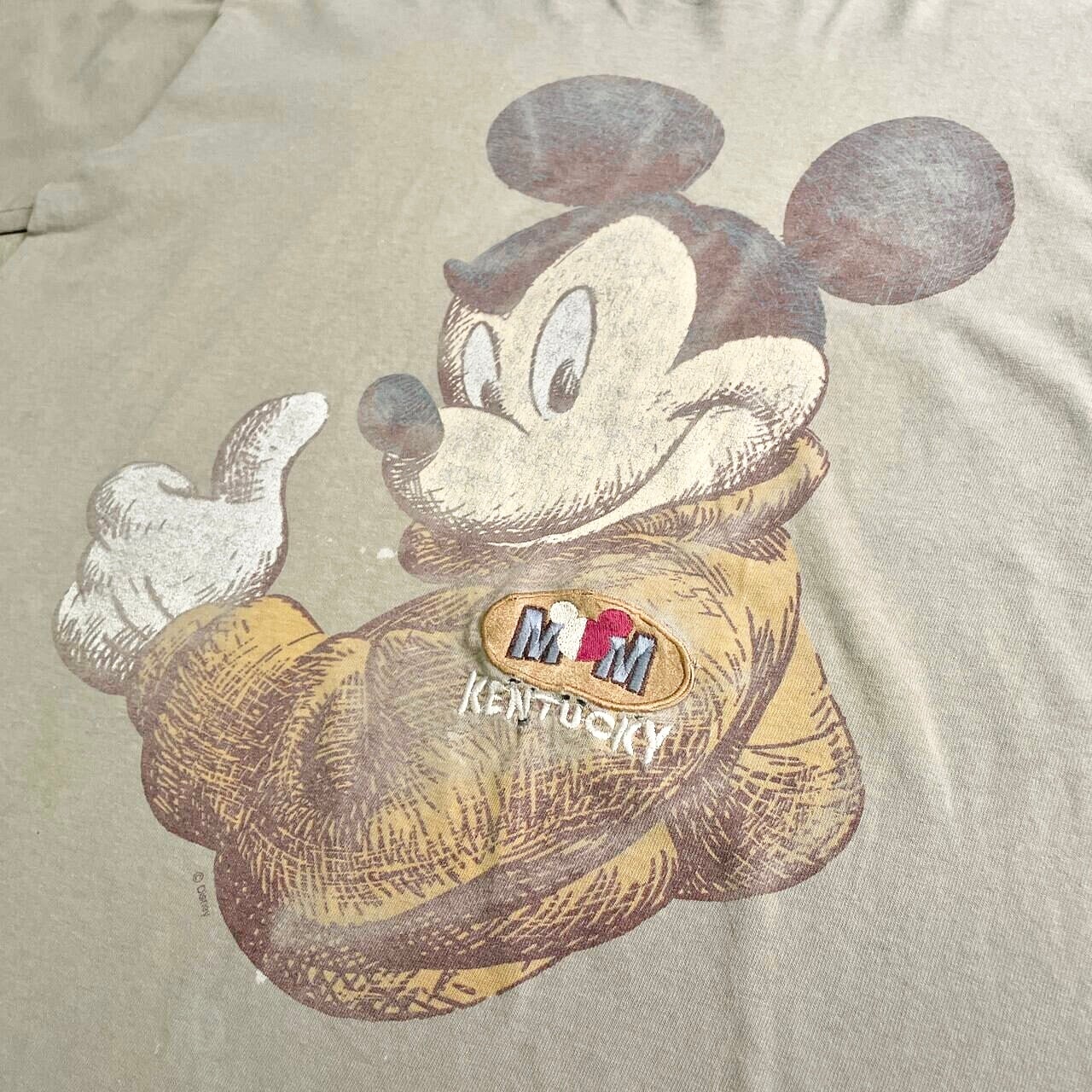 90S USA製 ディズニー ミッキーマウス 刺繍 キャラクター Tシャツ