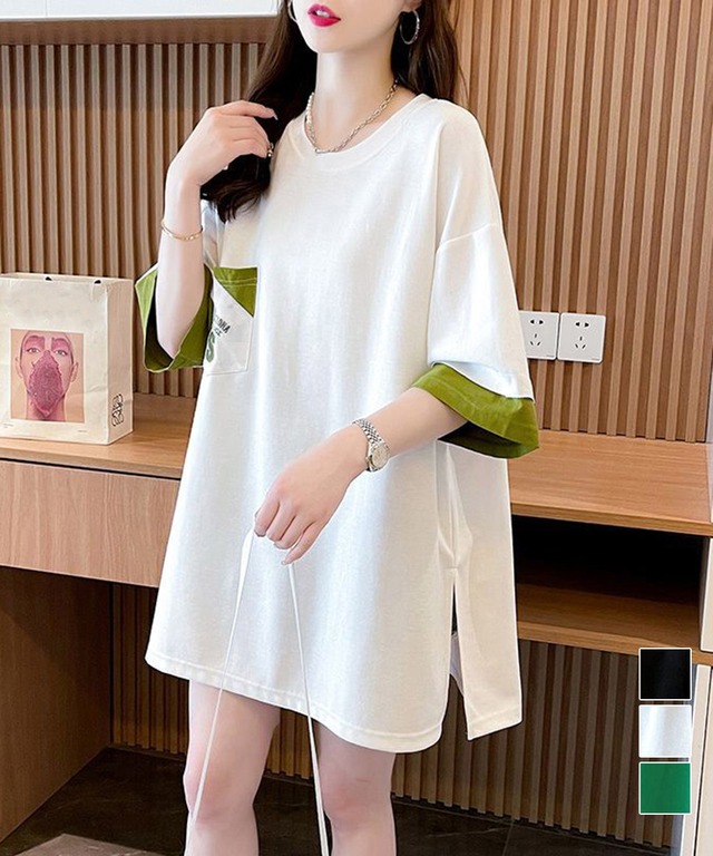 オーバーサイズTシャツチュニックTシャツ  A23059940