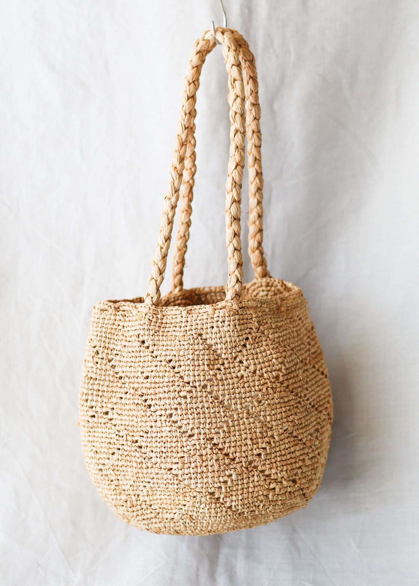 NORO - MADRAGUE DAMIER ラフィアかごバッグ S - Tea | merle 