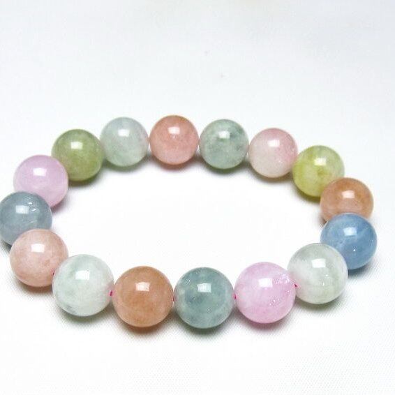 ミックスカラーベリル ブレスレット 13mm 一点物 メール便可 [M便 1/10] 111-48741