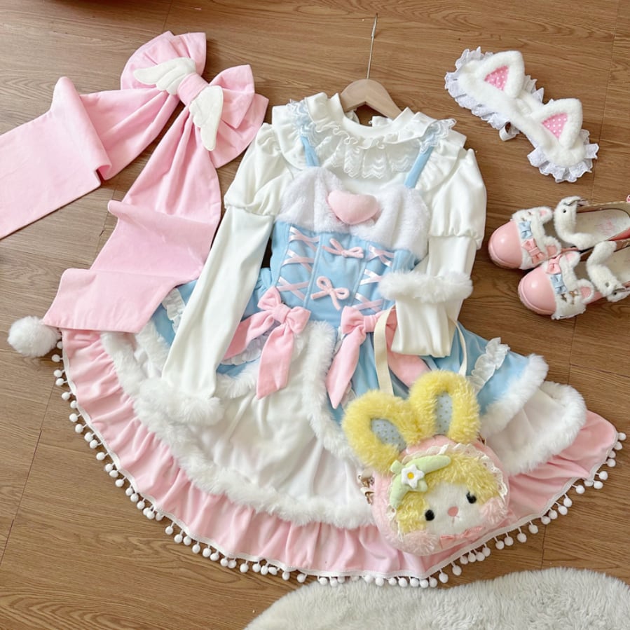ゆめかわ♡バックリボン付きもこもこアイドルセットアップ set1 