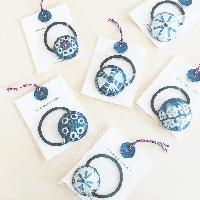 革の藍絞り染 hear accessary KAZAGURUMA