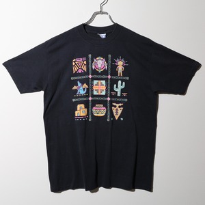 美品 XL 90s USA 墨黒 袖裾シングルステッチ Tシャツ ブラック