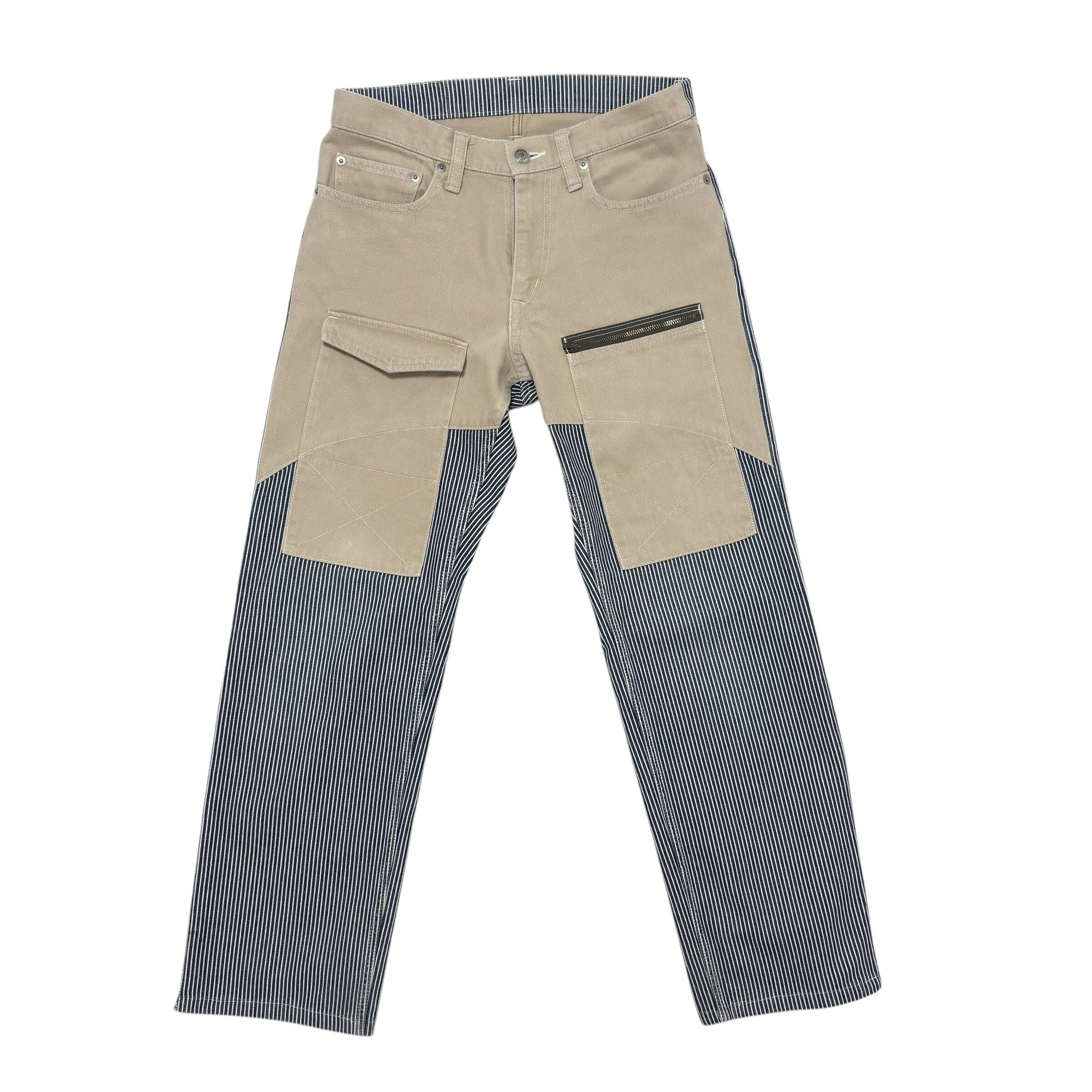 古着 児島ジーンズ KOJIMA GENES ワークパンツ デニム ヒッコリーストライプ クリーニング済み メンズ31インチ M相当