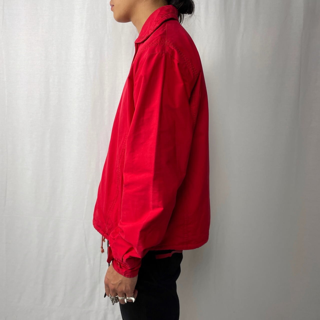 【1970s】ビンテージ　デザイン　コットンテーラードジャケット　赤