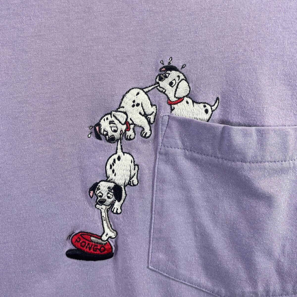 Disney ディズニー 101匹わんちゃん キャラクター刺繍 ポケTシャツ