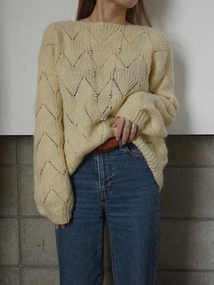 <vintage>yellow boat neck knit