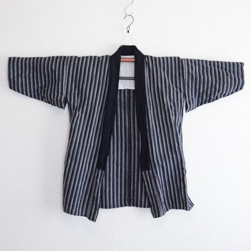 野良着 藍染 木綿 着物 縞模様 手ぬぐい ジャパンヴィンテージ 昭和 | Noragi Jacket Indigo Kimono Cotton Tenugui Japan Vintage