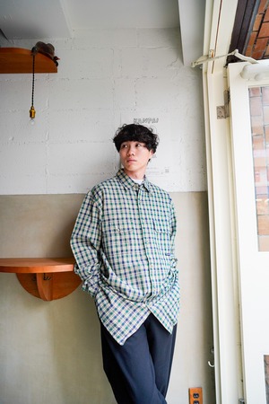 【1980-90s】"Canvas" Dead Stock, Cotton 100% Long Sleeve Plaid Pattern Shirts / 6-300