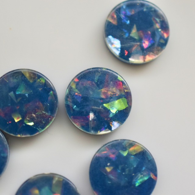 ◯ドイツ オーロラフレーク×ブルー ４個 15㎜