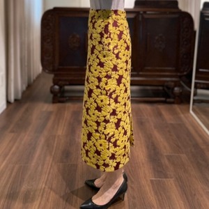 flower jacquard skirt yellow