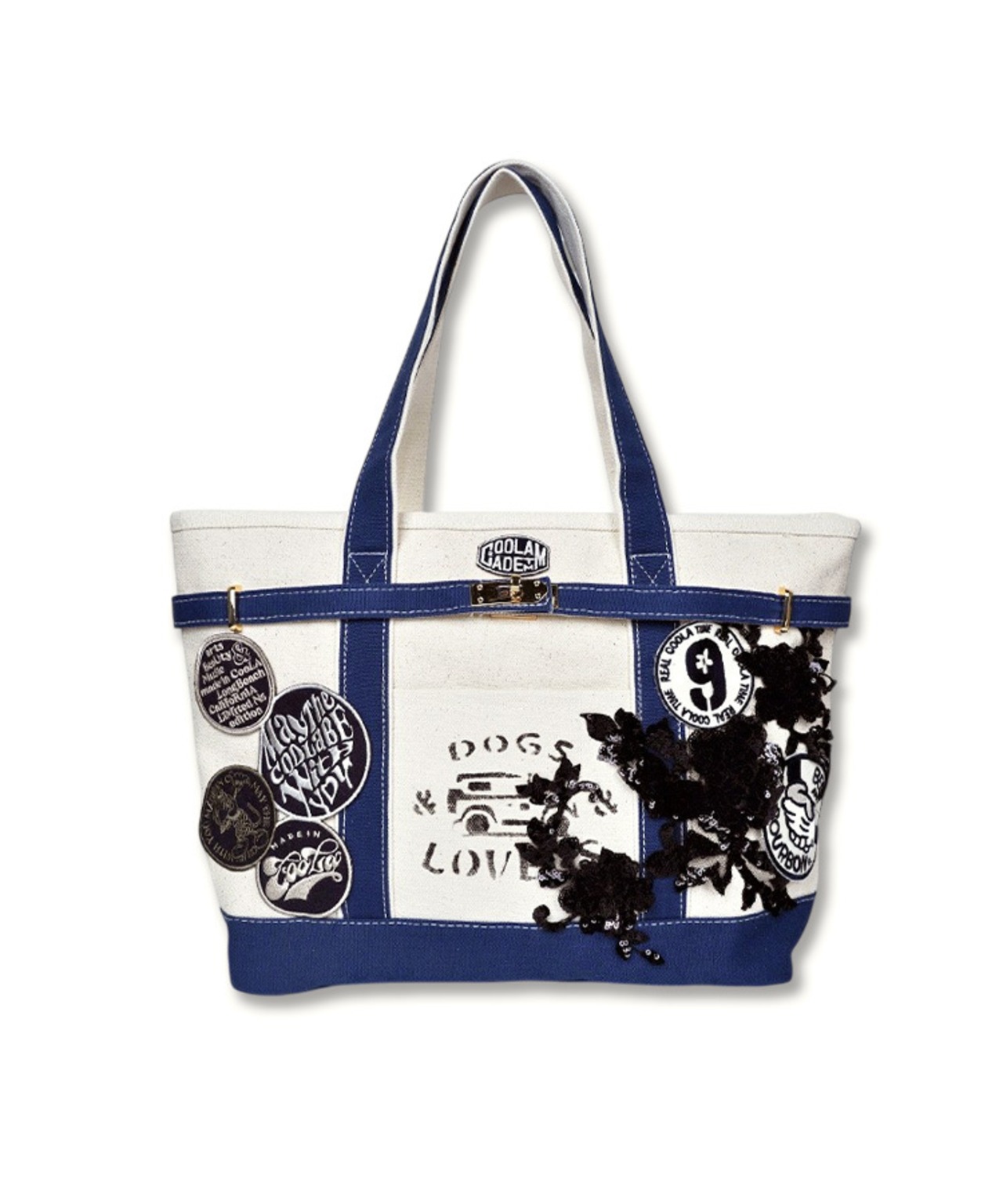 【直営限定ITEM】マルチワッペンターンロックトートバッグ TYPE-F (IVORY/NAVY)　CQ-48515H