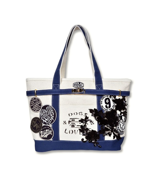 【直営限定ITEM】マルチワッペンターンロックトートバッグ TYPE-F (IVORY/NAVY)　CQ-48515H