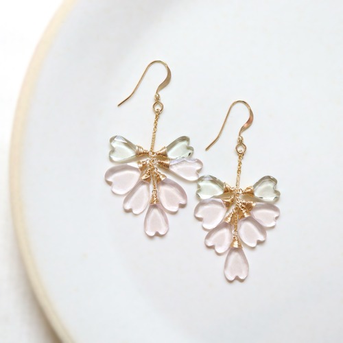 Sakura volume earrings/pink