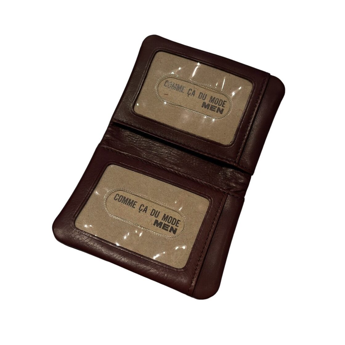 COMME ÇA DU MODE” Brown leather design zip wallet | PAY ID